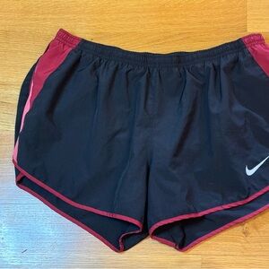 Nike Women's Black and Red Dri Fit Running Shorts Size XL